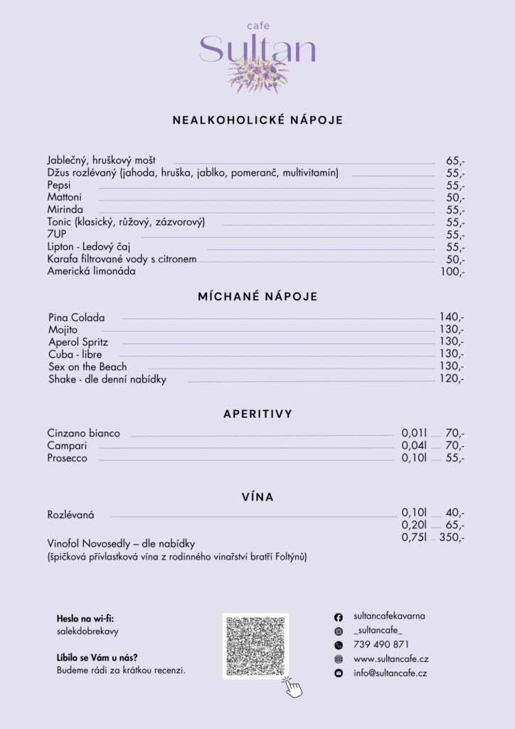 sultan cafe nápojové menu (1)